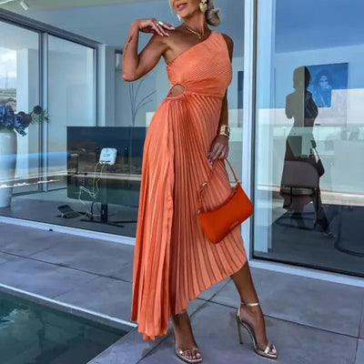 Sandra™ - One-Shoulder Pleated Dress