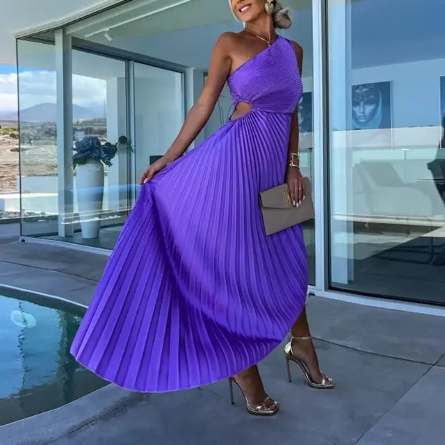Sandra™ - One-Shoulder Pleated Dress