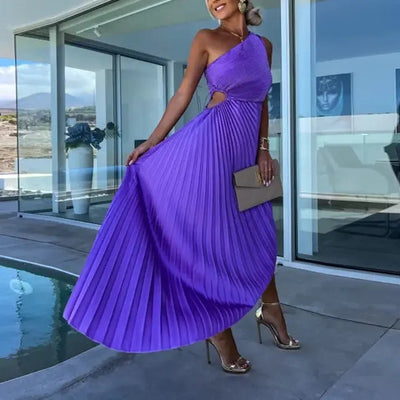 Sandra™ - One-Shoulder Pleated Dress