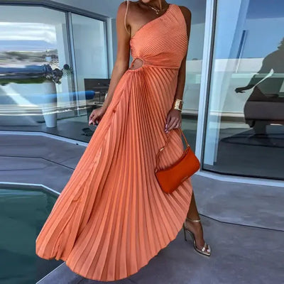 Sandra™ - One-Shoulder Pleated Dress