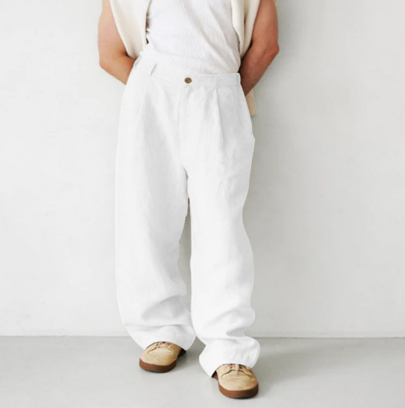 LORENZO | PANTALONI DI LINO A GAMBA LARGA