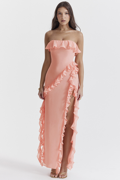 Raquel™ - Long Honor Word Dress with Ruffles