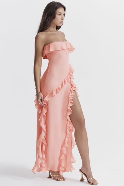 Raquel™ - Long Honor Word Dress with Ruffles