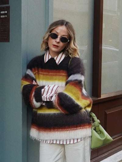 Ariana™ – Oversized Multicolor Striped Sweater