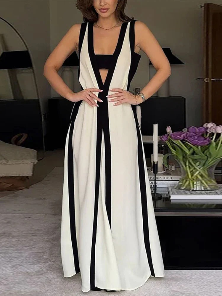 Sonia™ - Long Dress with Deep V-Neck