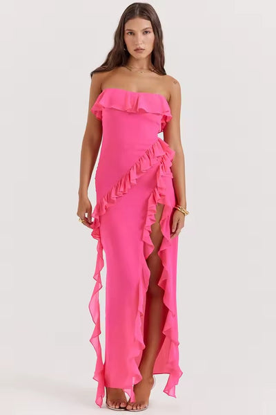 Raquel™ - Long Honor Word Dress with Ruffles