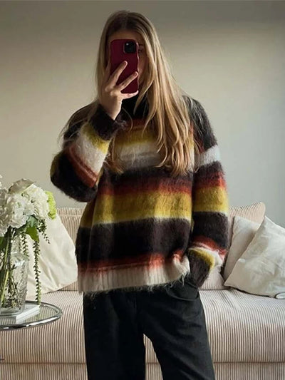 Ariana™ – Oversized Multicolor Striped Sweater