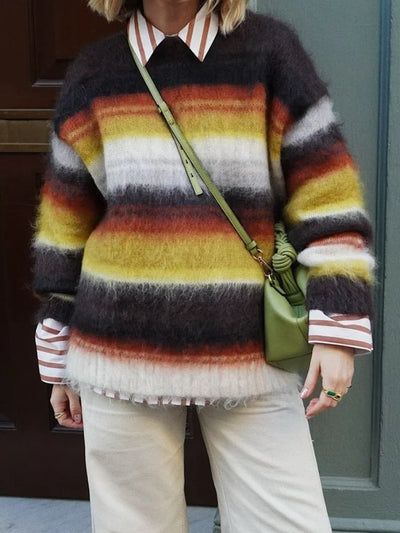 Ariana™ – Oversized Multicolor Striped Sweater