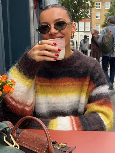 Ariana™ – Oversized Multicolor Striped Sweater