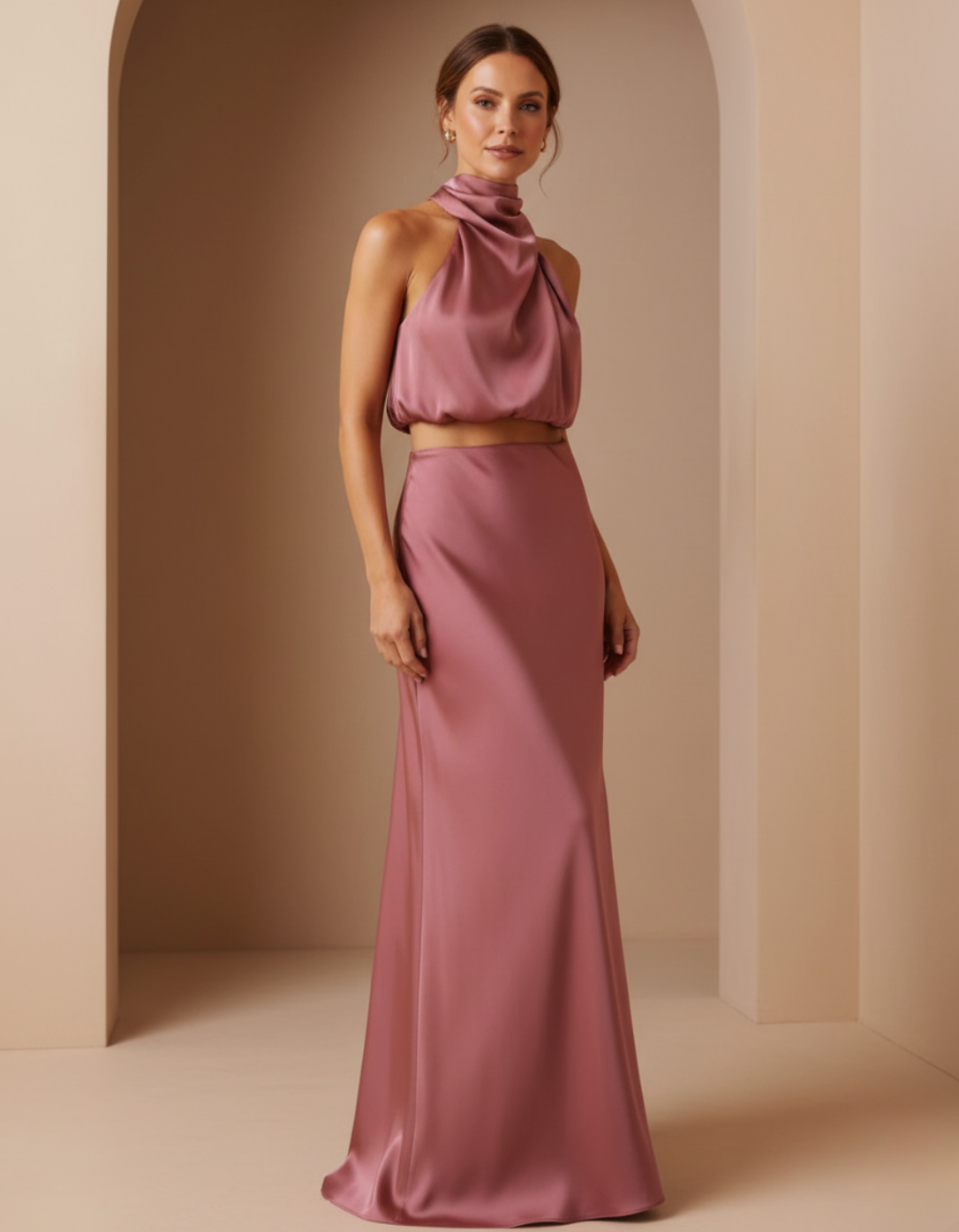 Stefanie™ - Satin Top and Skirt Set