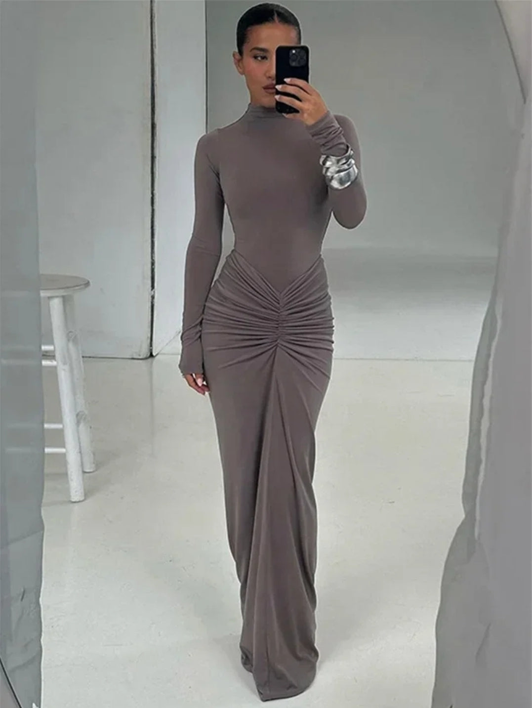 Regina™ - Elegant Long Dress with Ruching