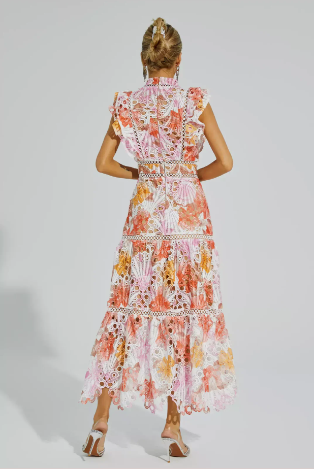 Maven™ | Vestito Maxi in Pizzo Floreale