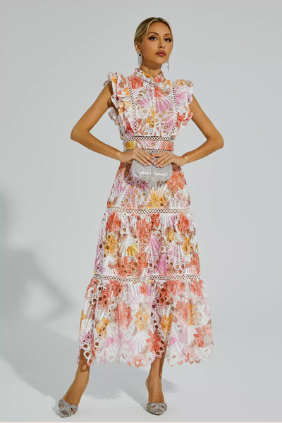 Maven™ | Vestito Maxi in Pizzo Floreale