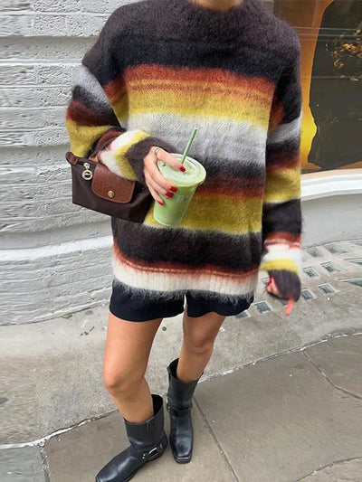 Ariana™ – Oversized Multicolor Striped Sweater