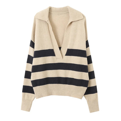 Elisa™ – Maglione a Righe con Collo Polo