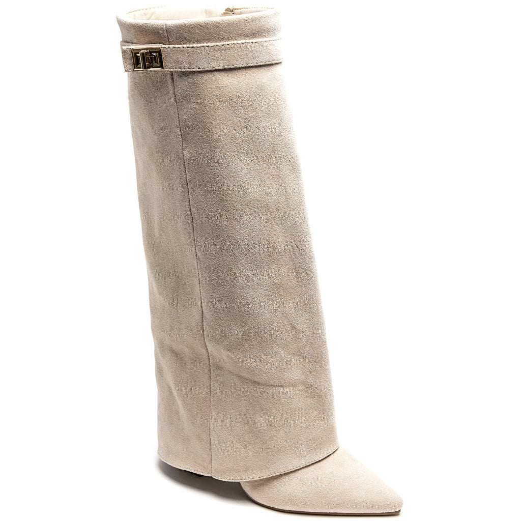 Women's High Heeled Boots 9501A - Beige
