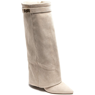 Women's High Heeled Boots 9501A - Beige