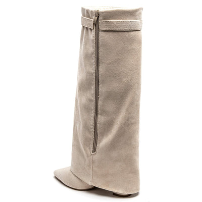 Women's High Heeled Boots 9501A - Beige