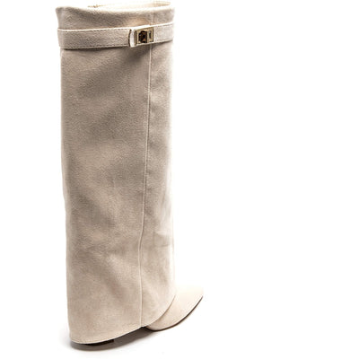 Women's High Heeled Boots 9501A - Beige