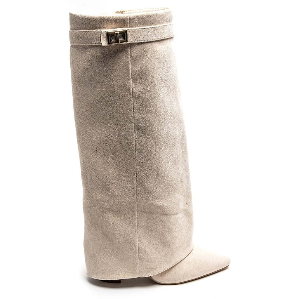 Women's High Heeled Boots 9501A - Beige