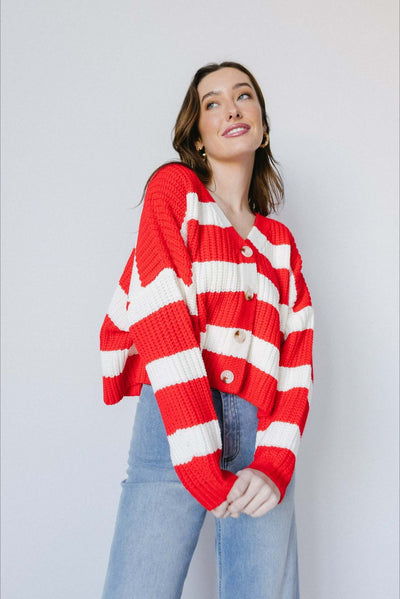 Martina™ – Cardigan a Righe con Scollo a V