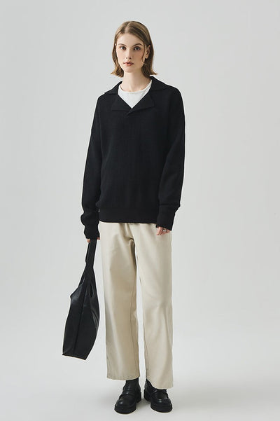 Olimpia™ – Top in Maglia Lungo con Scollo a V Oversize