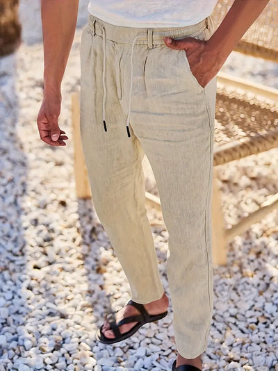 NICHOLS | PANTALONI LARGHI IN LINO CON COULISSE
