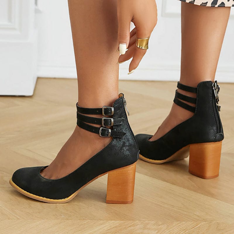 Ariana™ |  Triple Buckle Heels