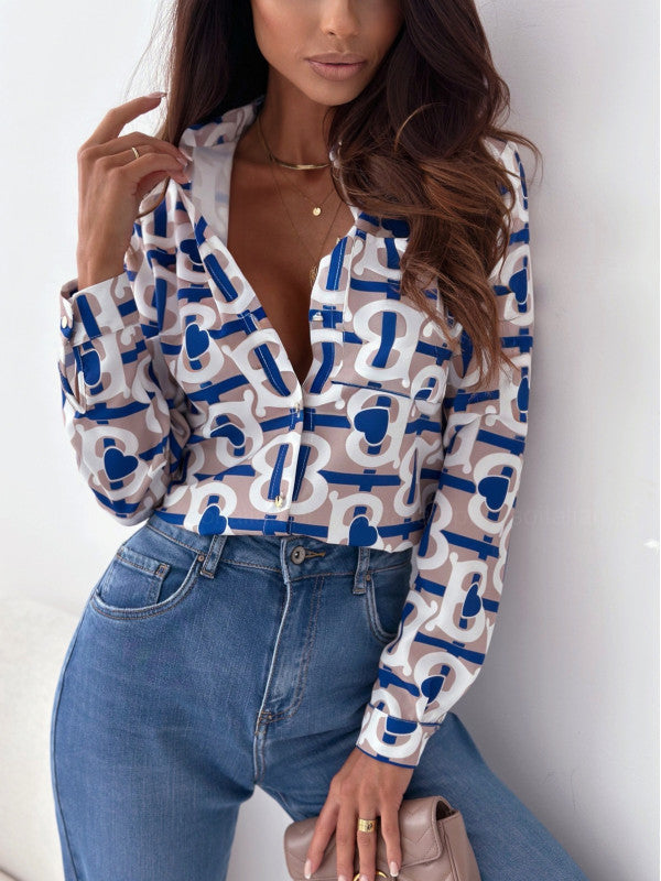 Monika™ | Blusa Femminile Elegante in Satin con Stampa