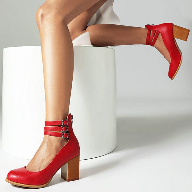 Ariana™ |  Triple Buckle Heels
