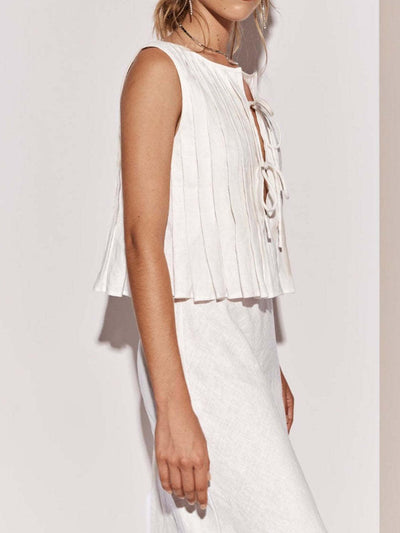 Bellini™ | Canotta Plissettata con Collo Tondo Legata