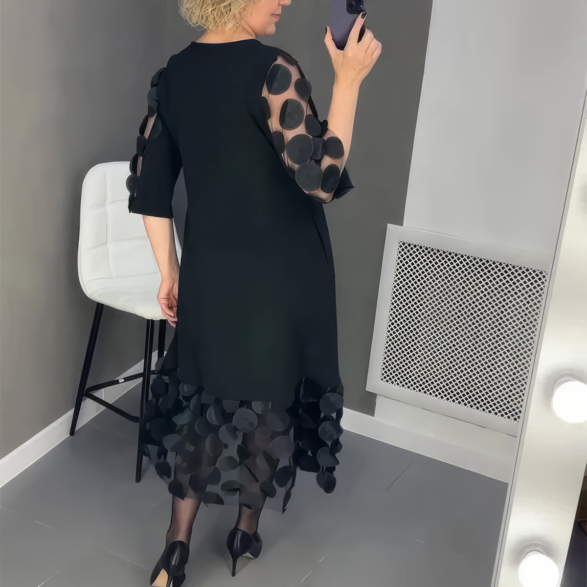Naomí™- Loose Dress with Decorative Polka Dots