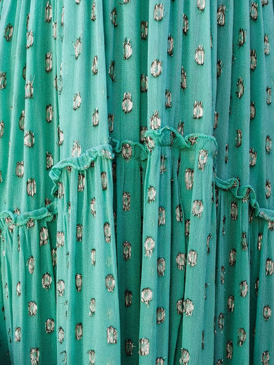 Evi™ | Maxi Abito Verde con Scollatura a V e Stampa Estiva Stile Ibiza