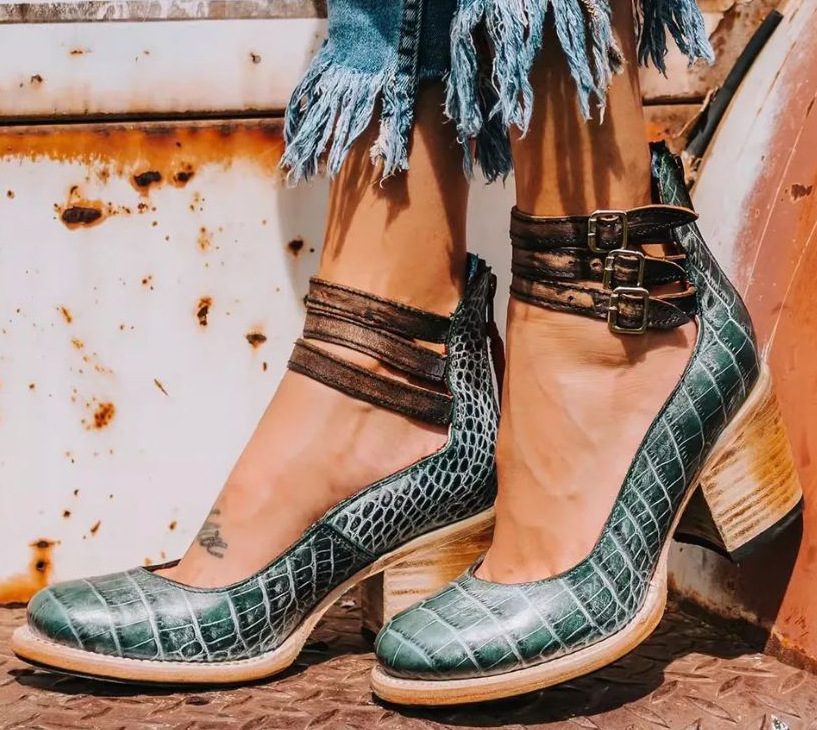 Elsa™ | Vintage Leather Strap Heels