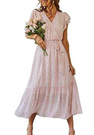 Myrthe™ | Vestito Lungo Stile Ibiza Rosa con Stampa