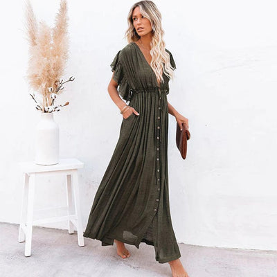 Esmee™ | Abito Maxi Verde Scuro Stile Ibiza