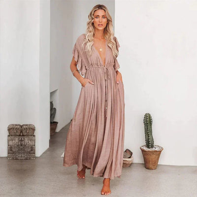 Anne™ | Abito Maxi Color Tortora per Ibiza